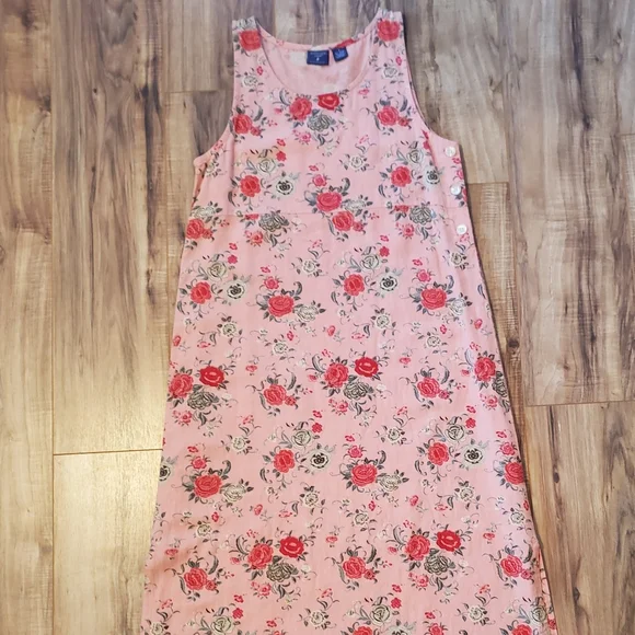 Mountain Lake Casuals Cottagecore Linen Blend Floral Dress Kawaii Friends Garden - Picture 4 of 12